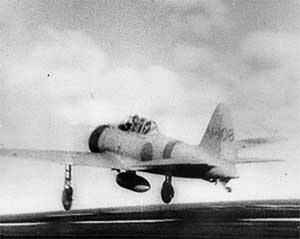 Mitsubishi A6M2 "Zero" Model 21 takes off from the aircraft carrier Akagi, to attack Pearl Harbor